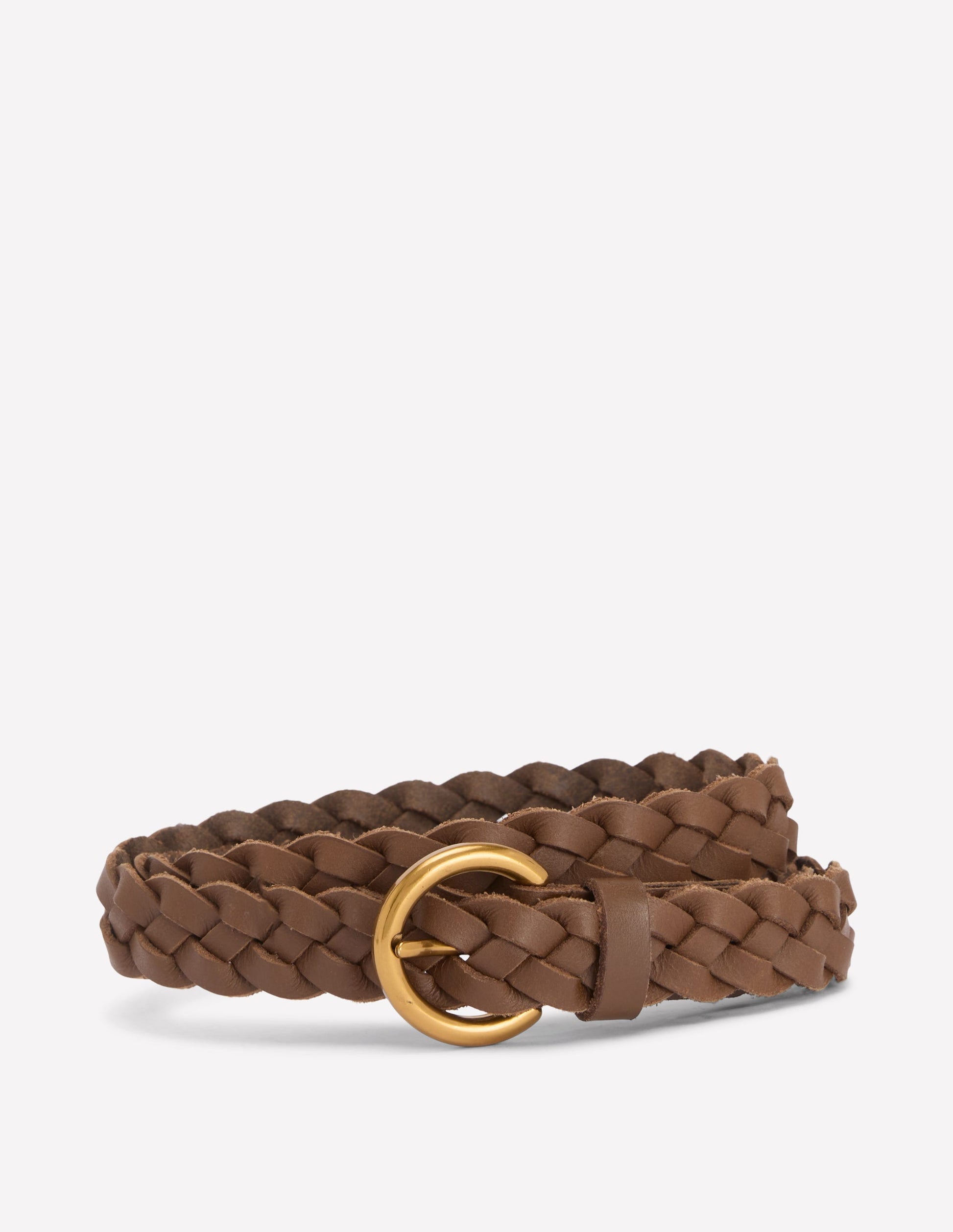 Skinny Plaited Belt-Raw Umber-1