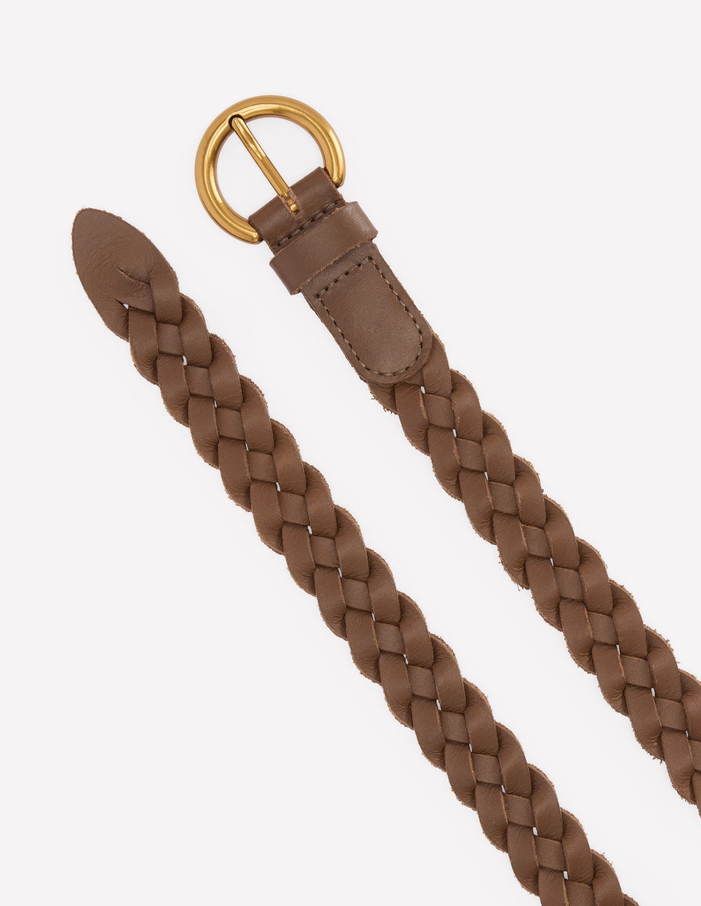 Skinny Plaited Belt-Raw Umber