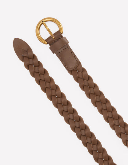 Skinny Plaited Belt-Raw Umber-3