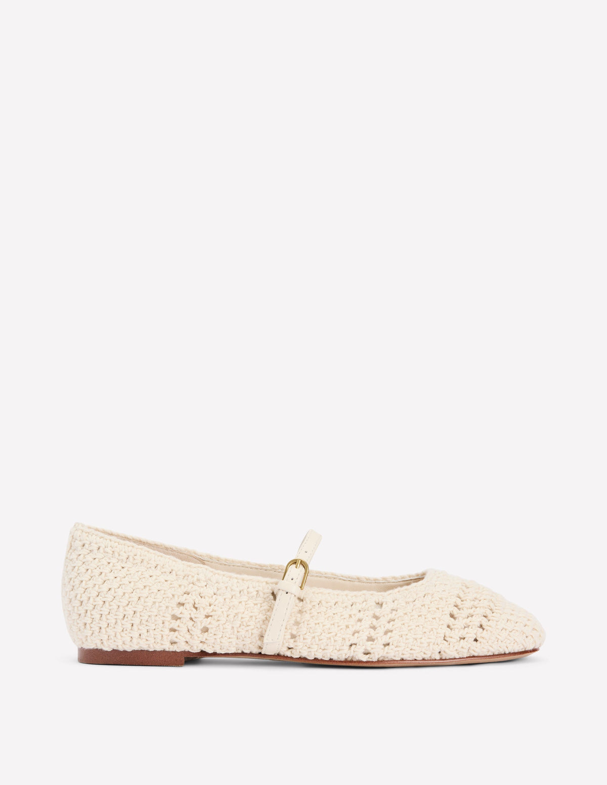 Crochet Mary Jane Flats-Ecru-1