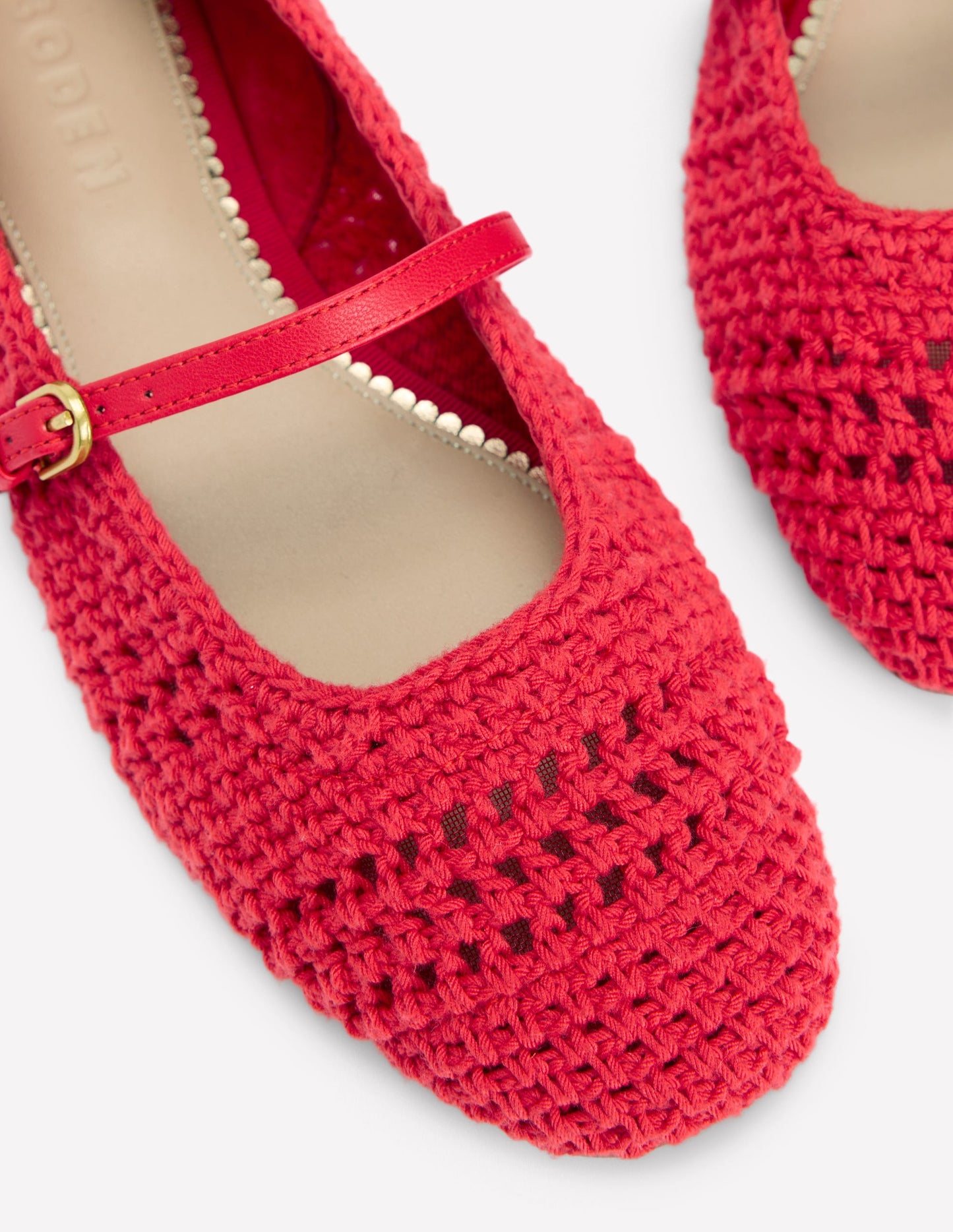 Crochet Mary Jane Flats-Post box Red
