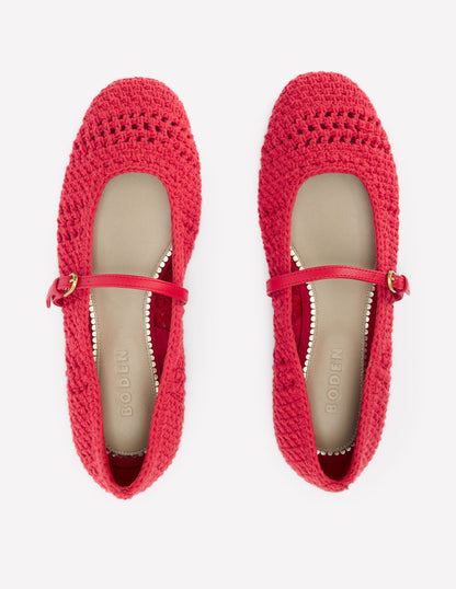 Crochet Mary Jane Flats-Post box Red-5