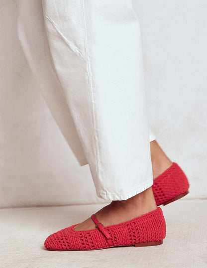 Crochet Mary Jane Flats-Post box Red-2