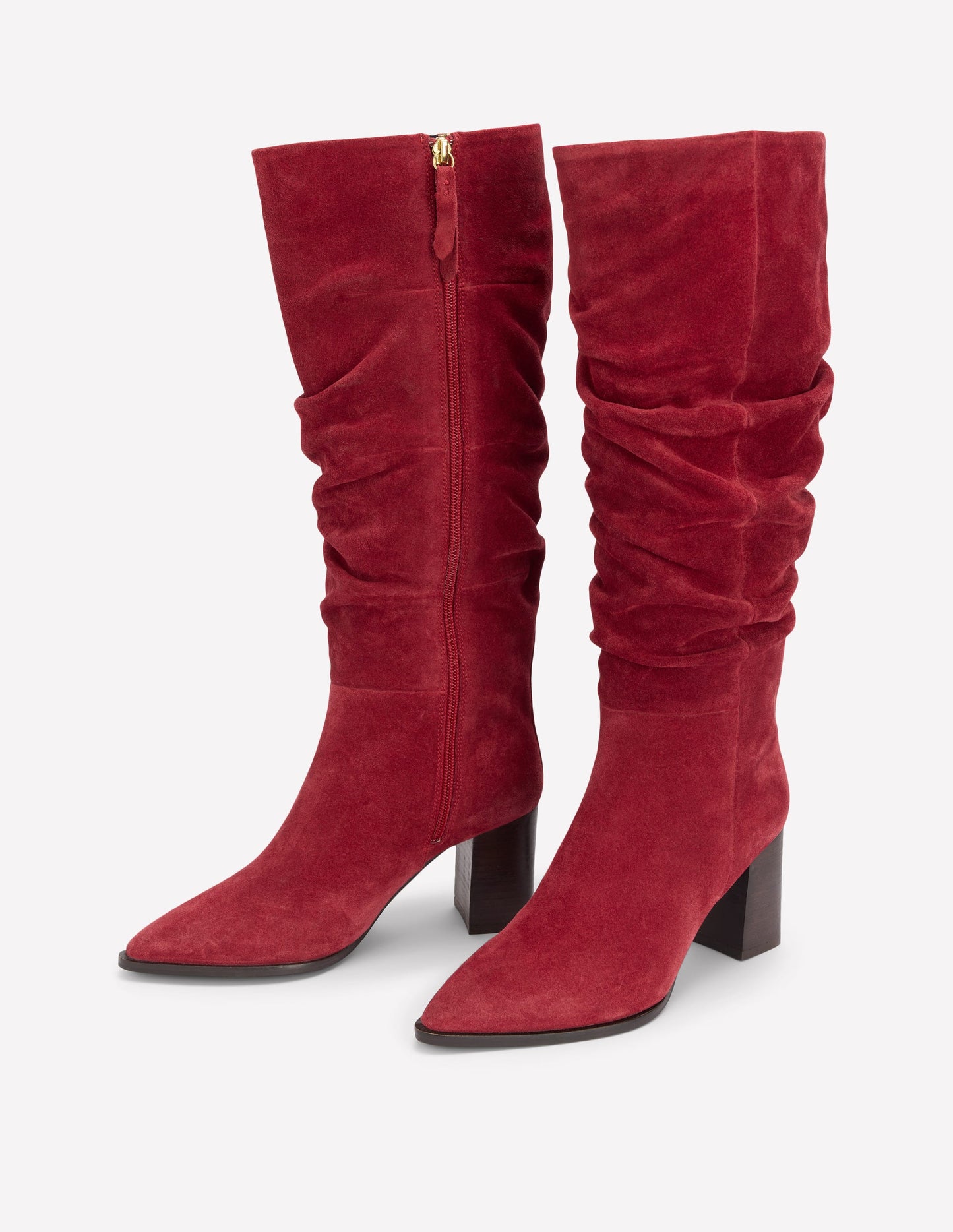 Vera Block Heel Point Boots-Red