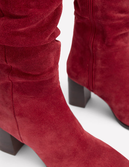 Vera Block Heel Point Boots-Red-4
