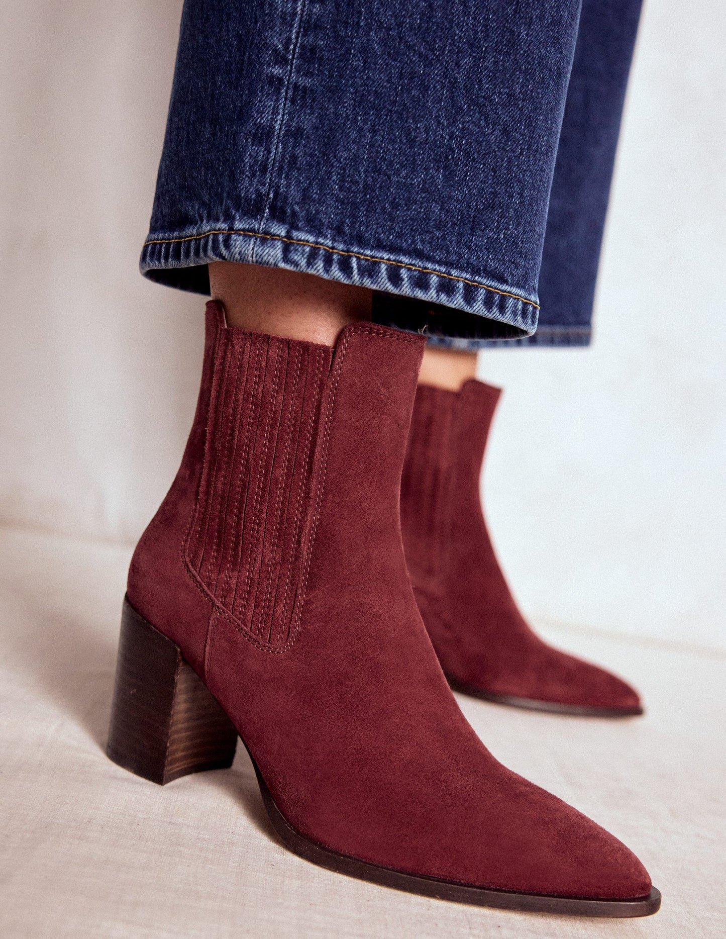 Point Casual Ankle Boots-Oxblood
