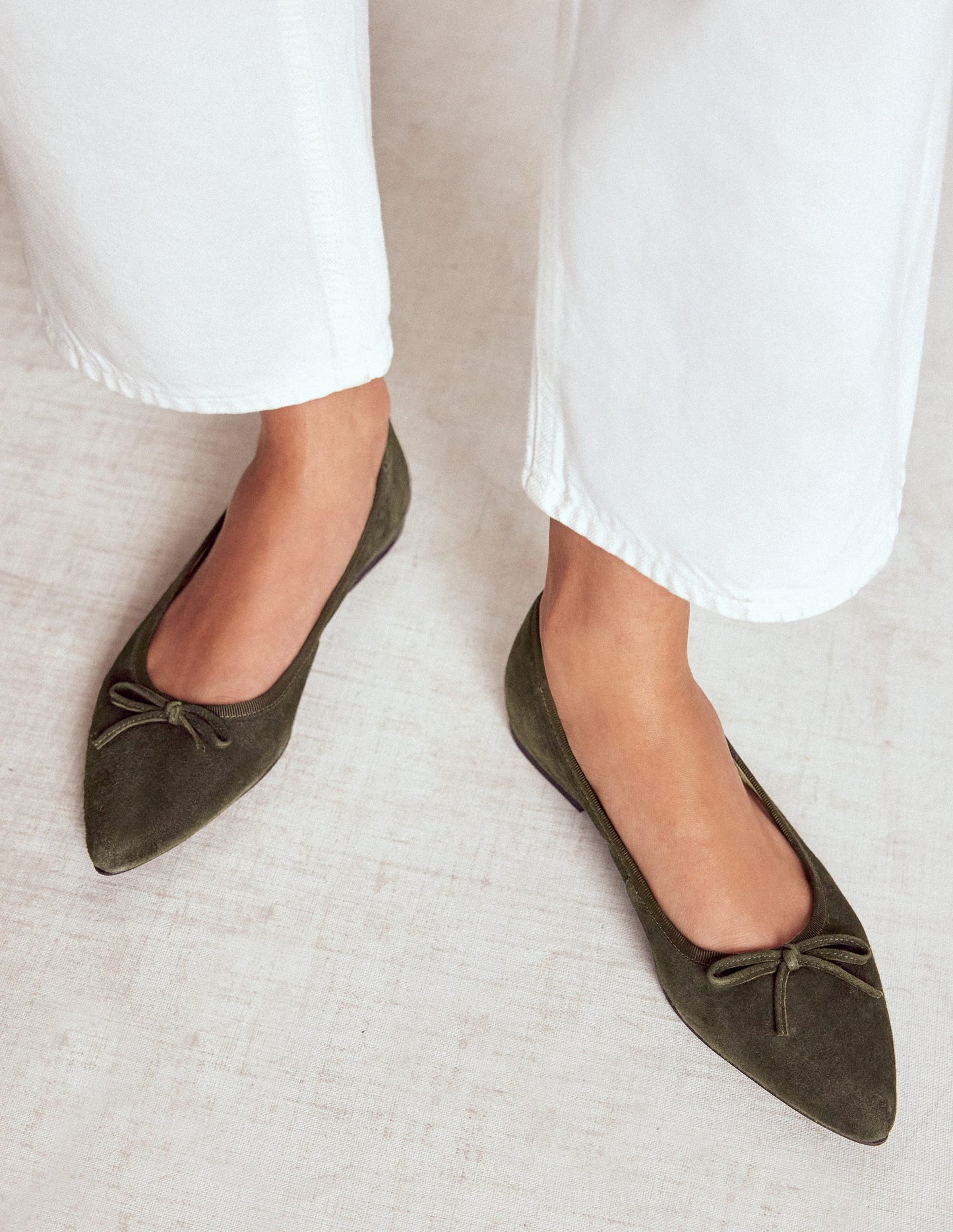 Point Flexi Sole Flats-Dark Moss