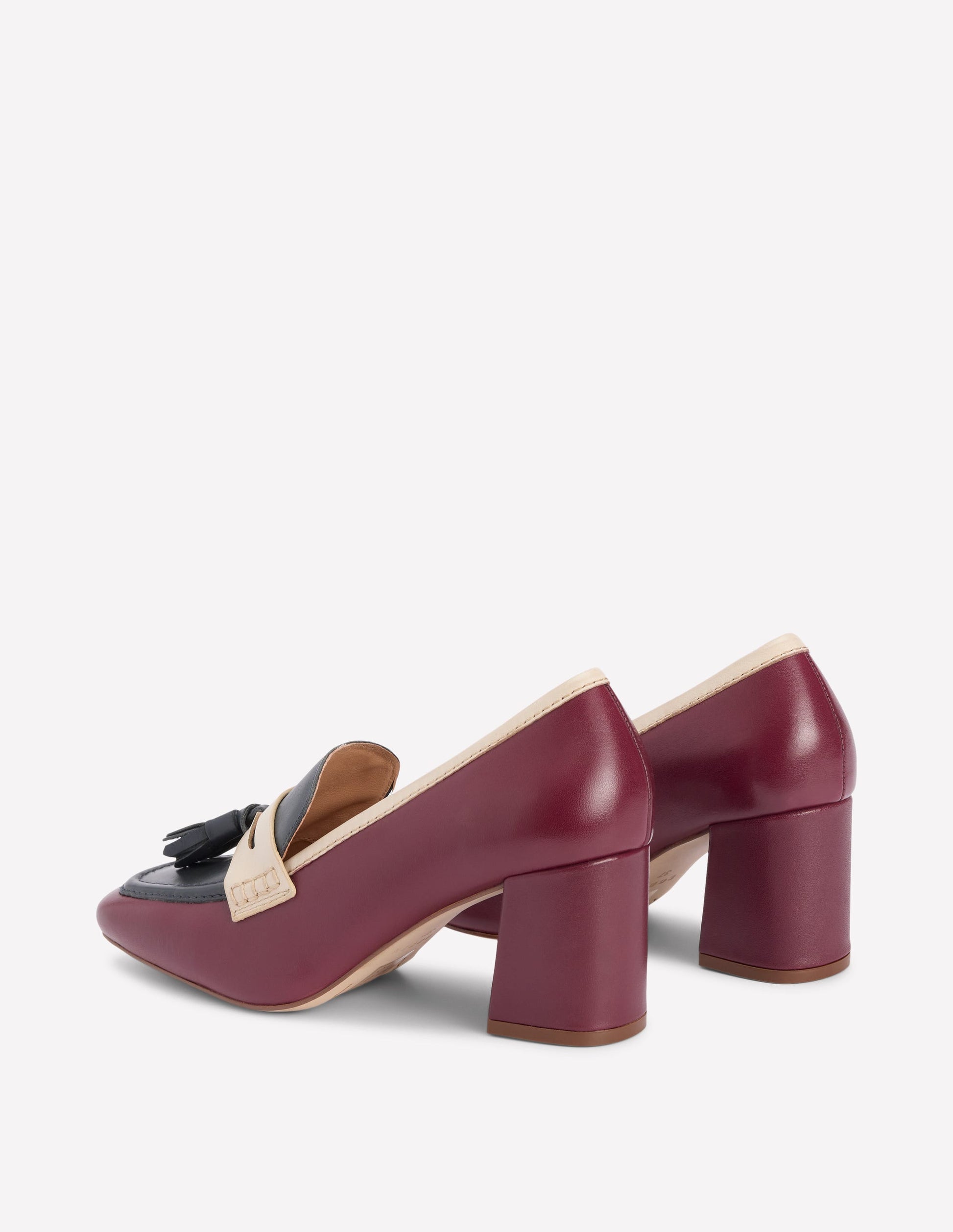 Sol Block Heeled Penny Loafers-Oxblood-5