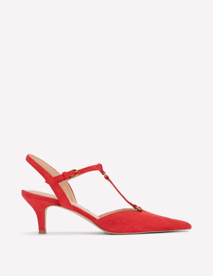 T-Bar Point Heels-Post Box Red