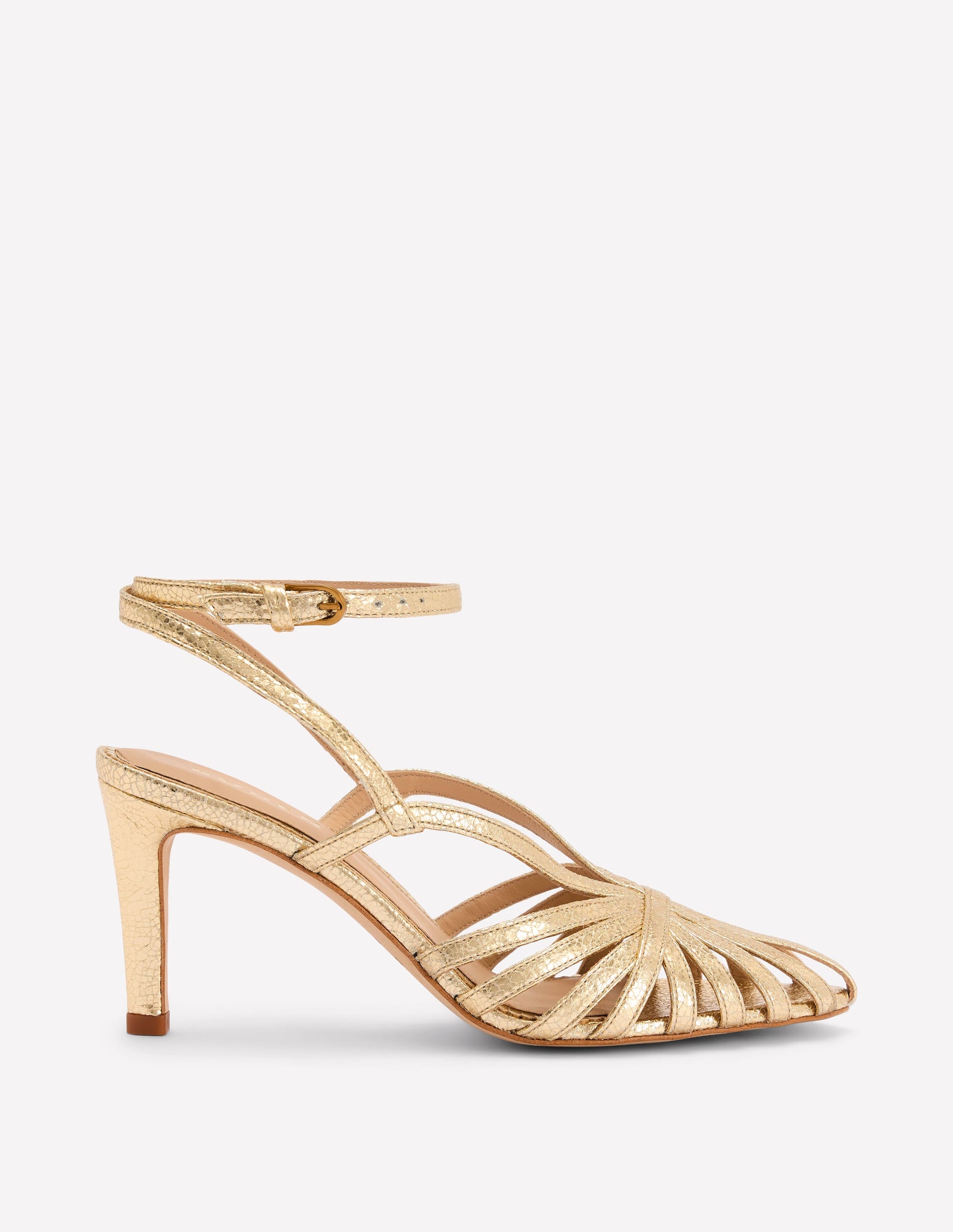 Heeled Cage Sandals-Gold Metallic Boden USA