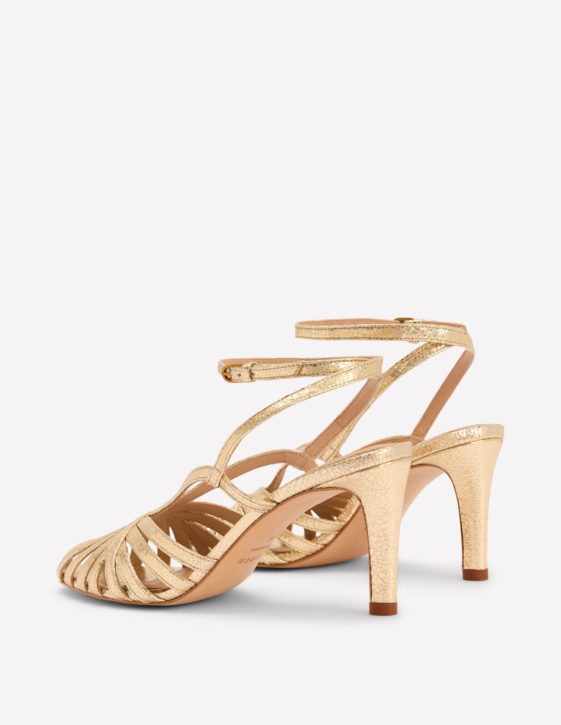 Heeled Cage Sandals-Gold Metallic Boden USA - Main Image