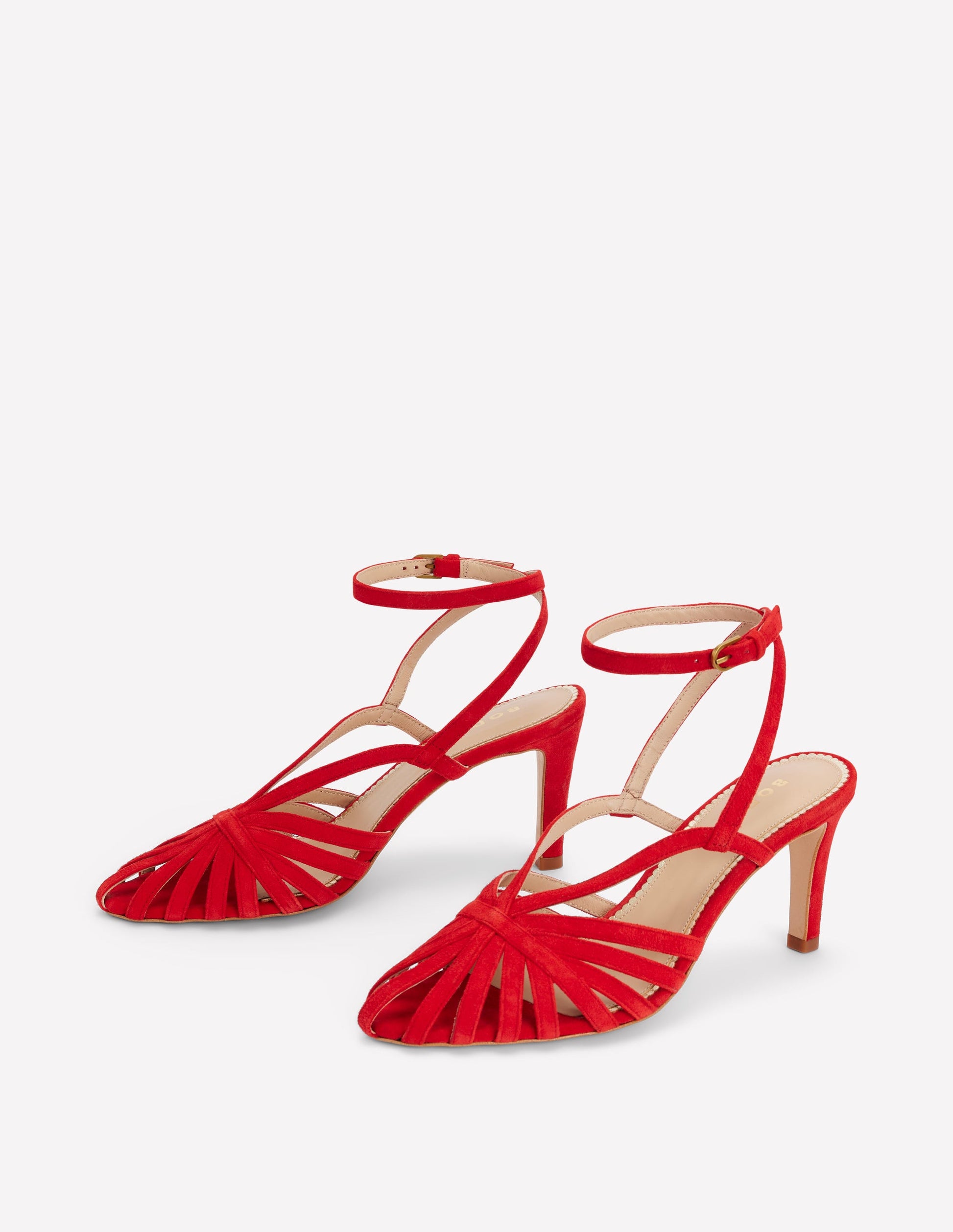 Heeled Cage Sandals-Post Box Red-3
