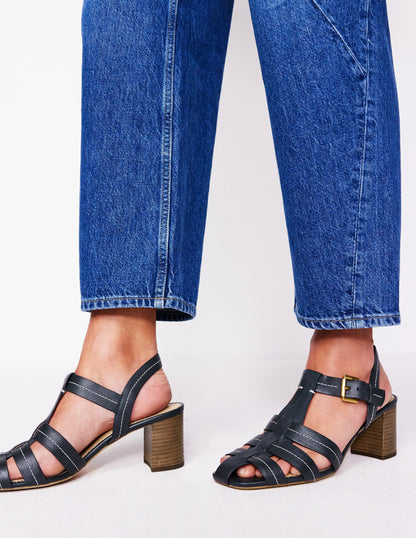 Low Block Fisherman Sandals-Navy-2