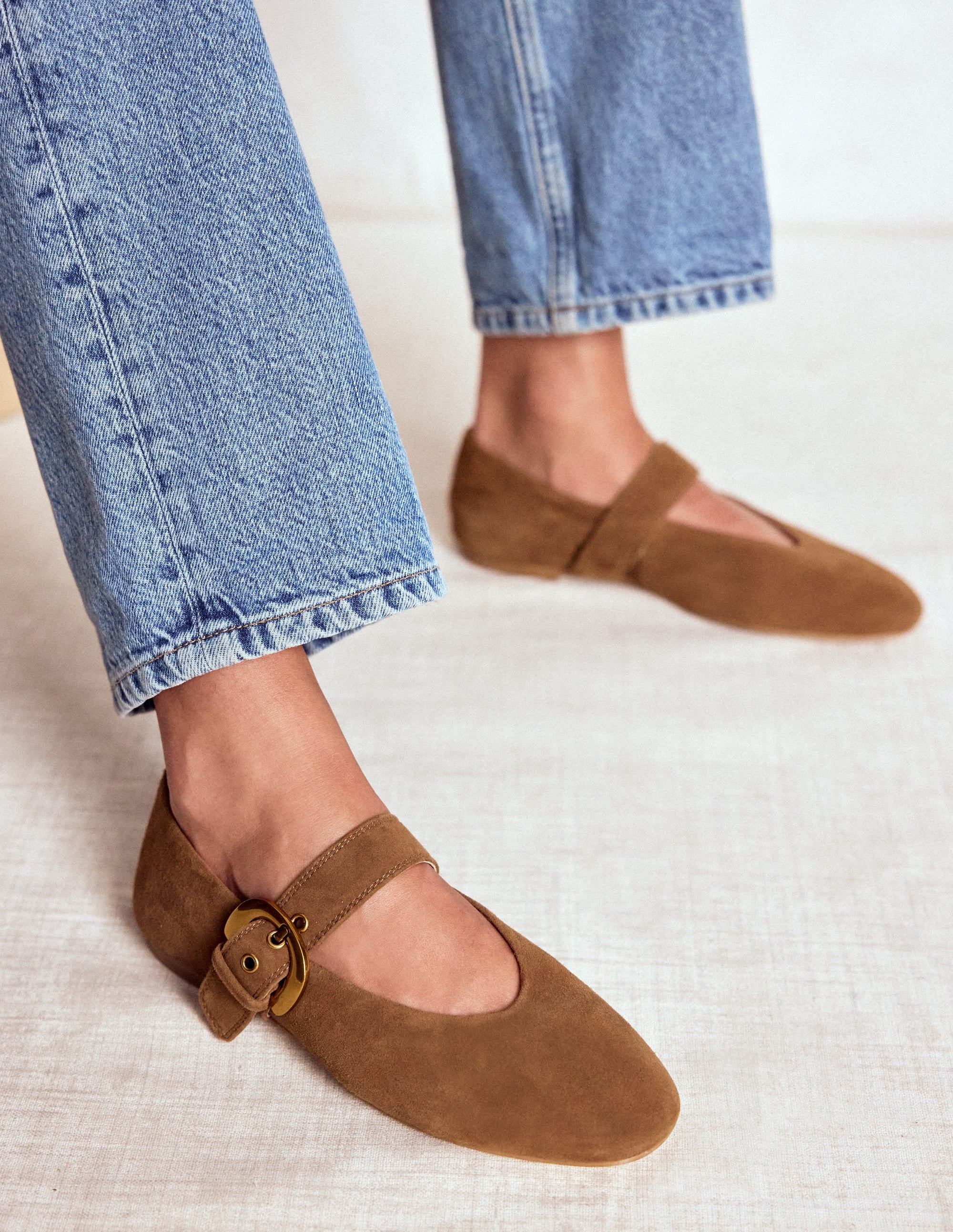 Kylie Flat Buckle Mary Janes-Raw Umber - Image 2