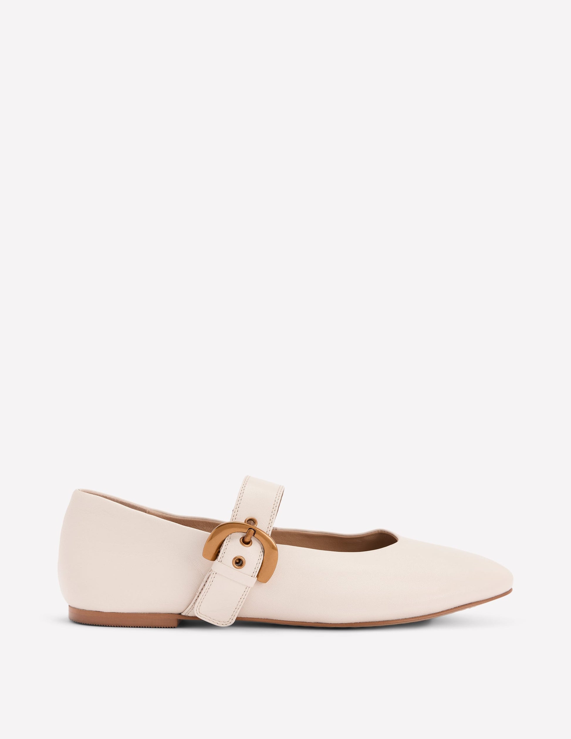 Kylie Flat Buckle Mary Janes-Ecru-1