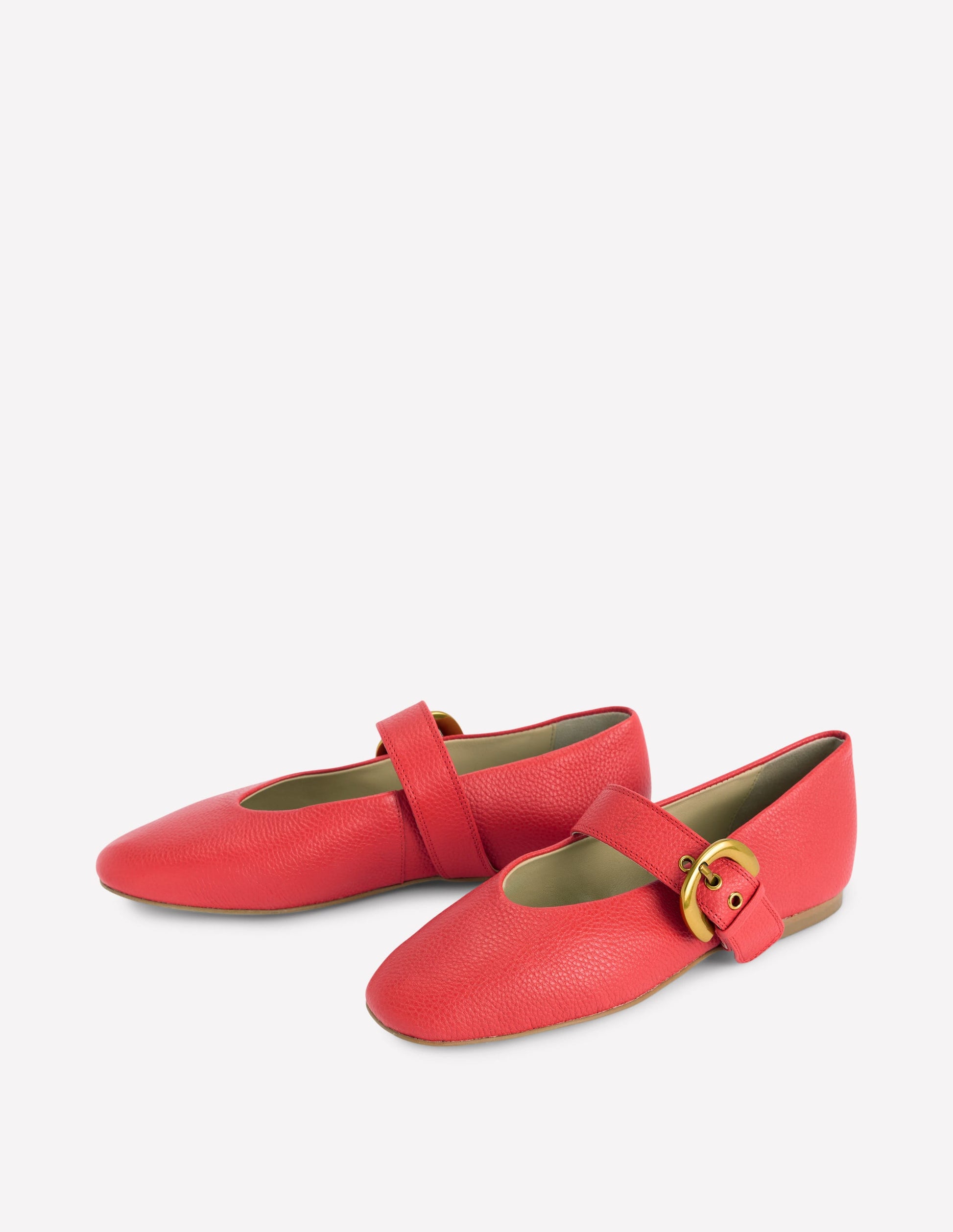 Kylie Flat Buckle Mary Janes-Post Box Red-3