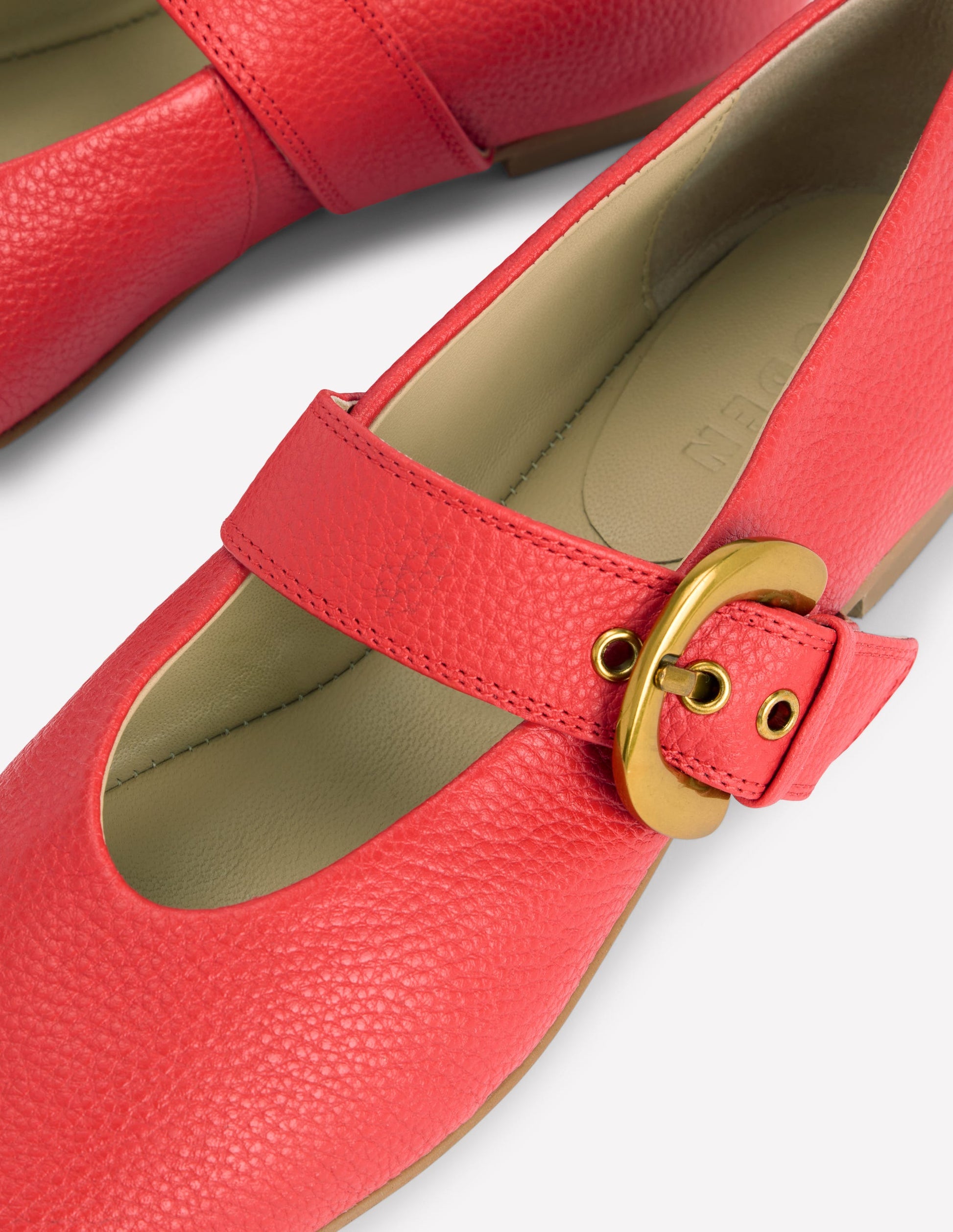 Kylie Flat Buckle Mary Janes-Post Box Red-4