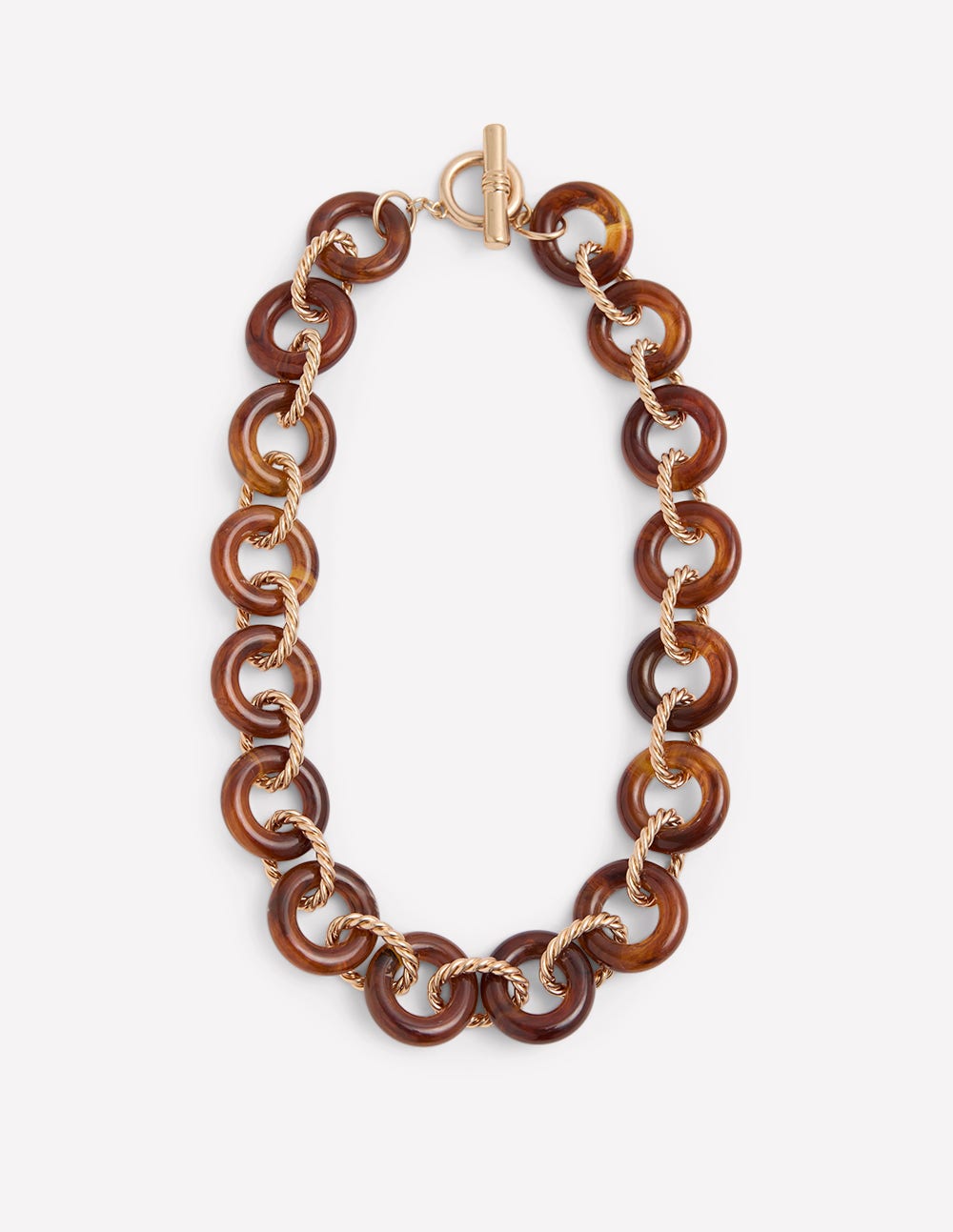 Chunky Resin Chain Necklace-Brown