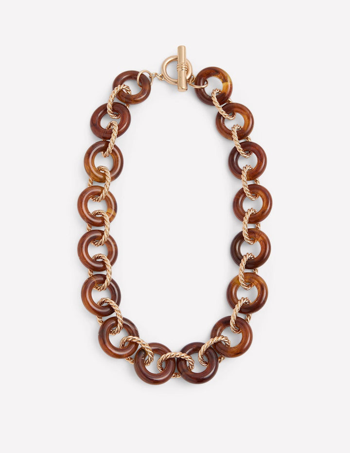 Chunky Resin Chain Necklace-Brown