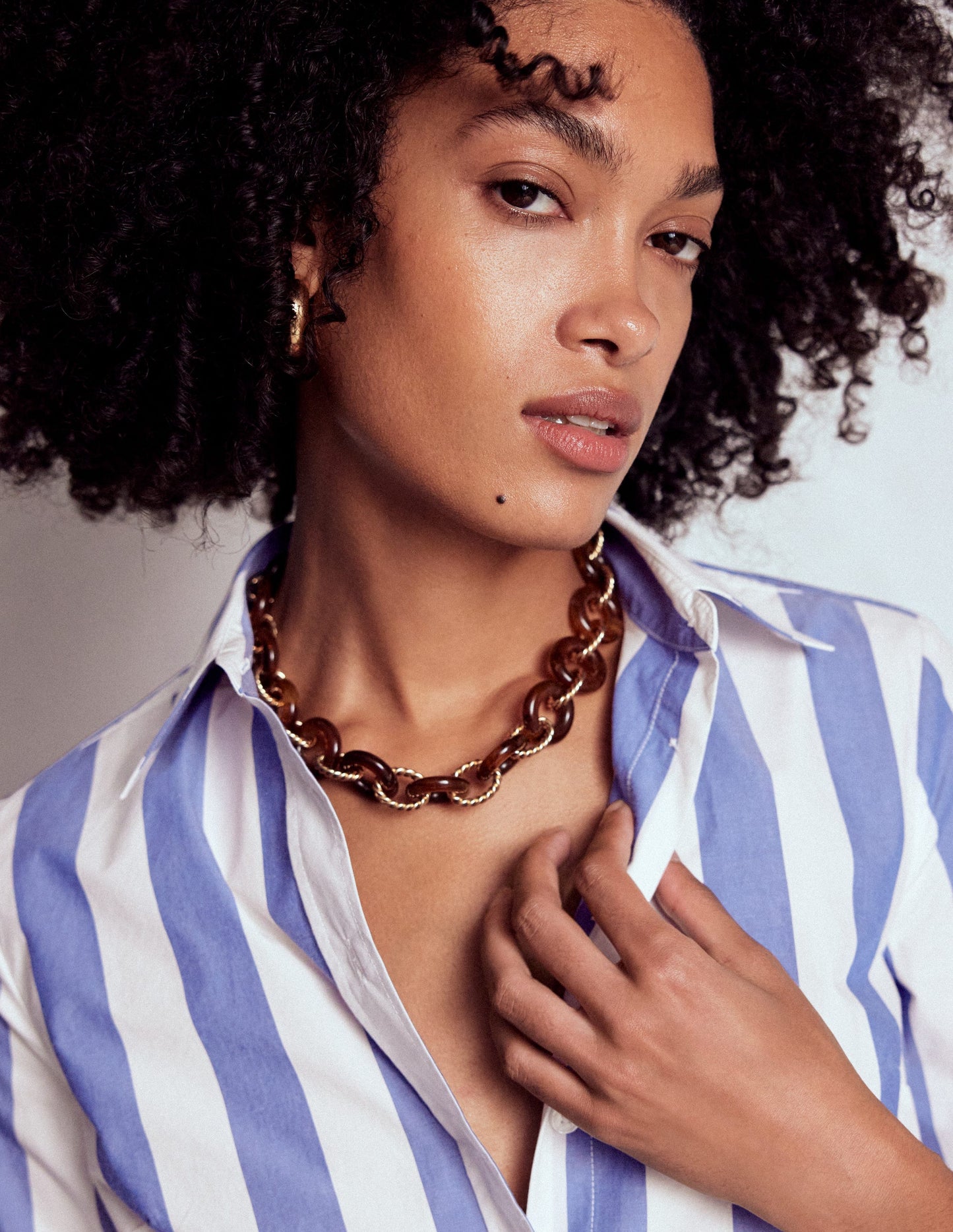 Chunky Resin Chain Necklace-Brown