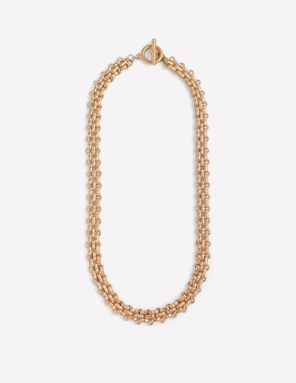 Woven Chain Necklace-Gold Colour-1