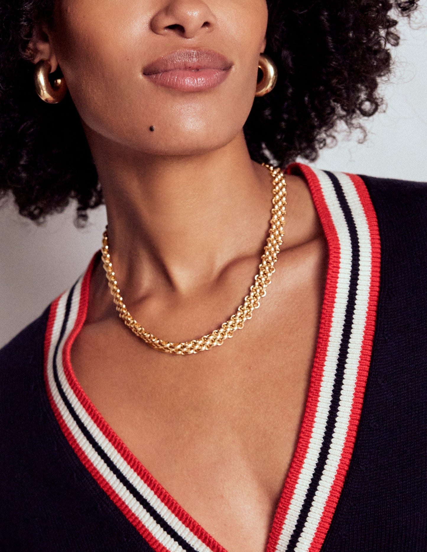 Woven Chain Necklace-Gold Colour