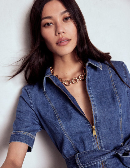 Twist Link Necklace-Gold Colour-2