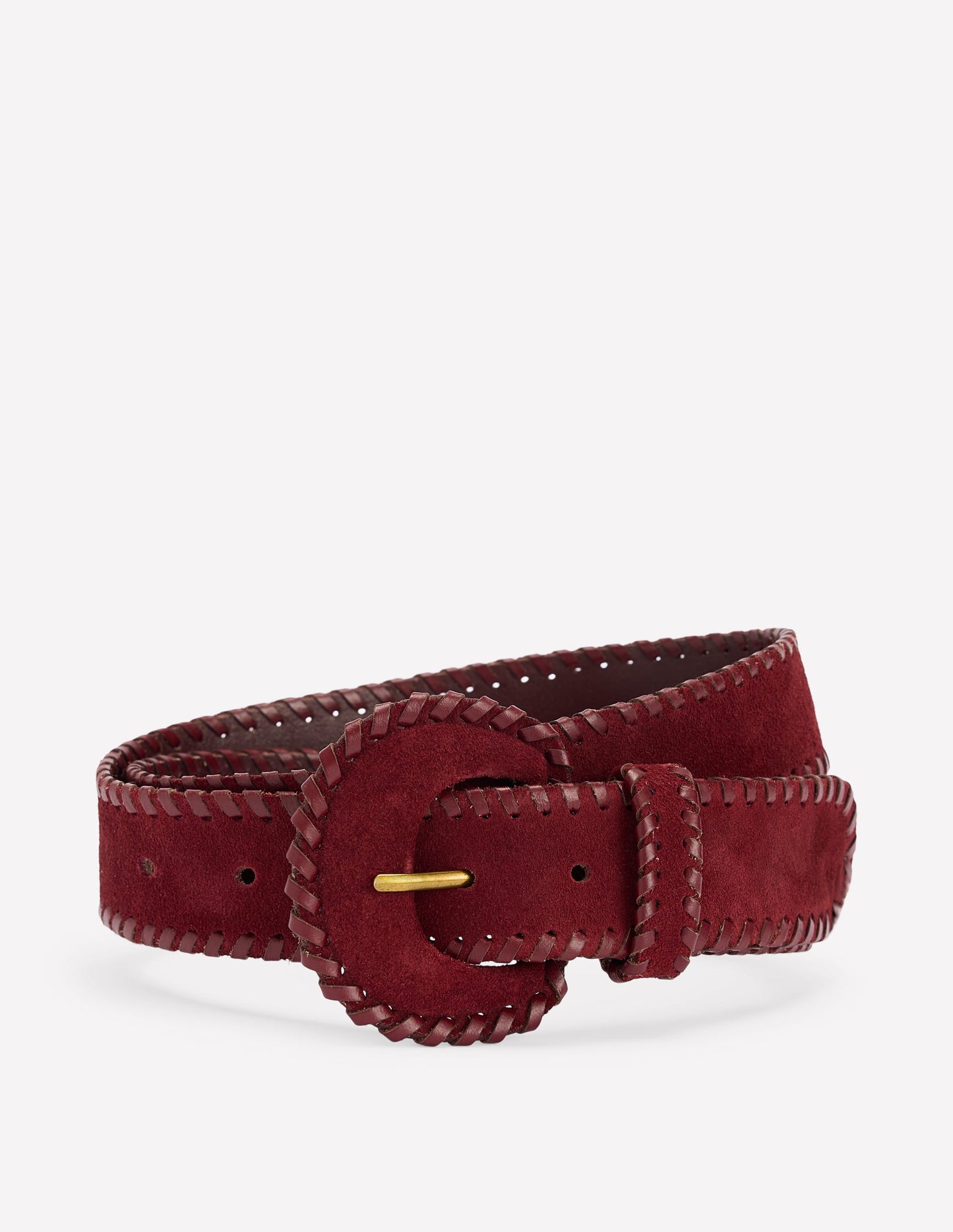 Covered Whipstitch Belt-Oxblood