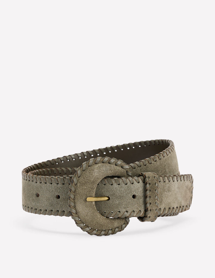 Covered Whipstitch Belt-Deep Olive