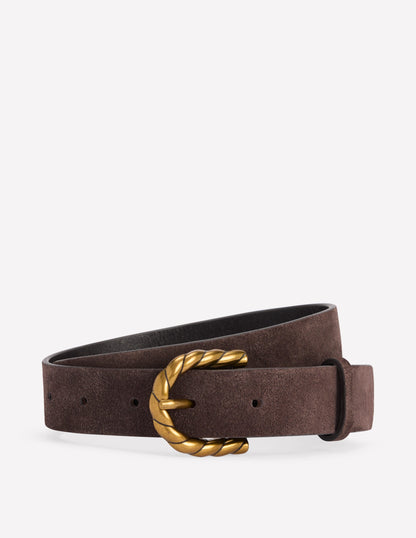 Twist Buckle Belt-Brown-1