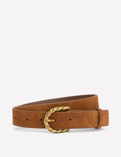 Twist Buckle Belt-Tan-1