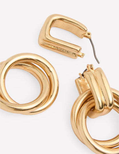 Double Twist Earrings-Gold Colour-3