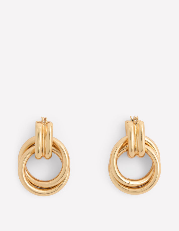 Double Twist Earrings-Gold Colour