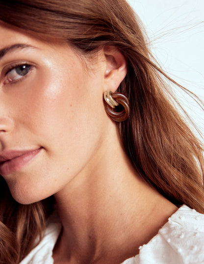 Double Twist Earrings-Brown Tort-2