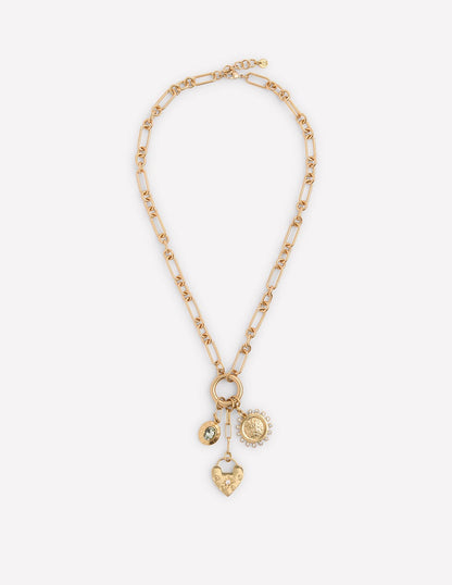 Chain Charm Necklace-Gold Colour-1