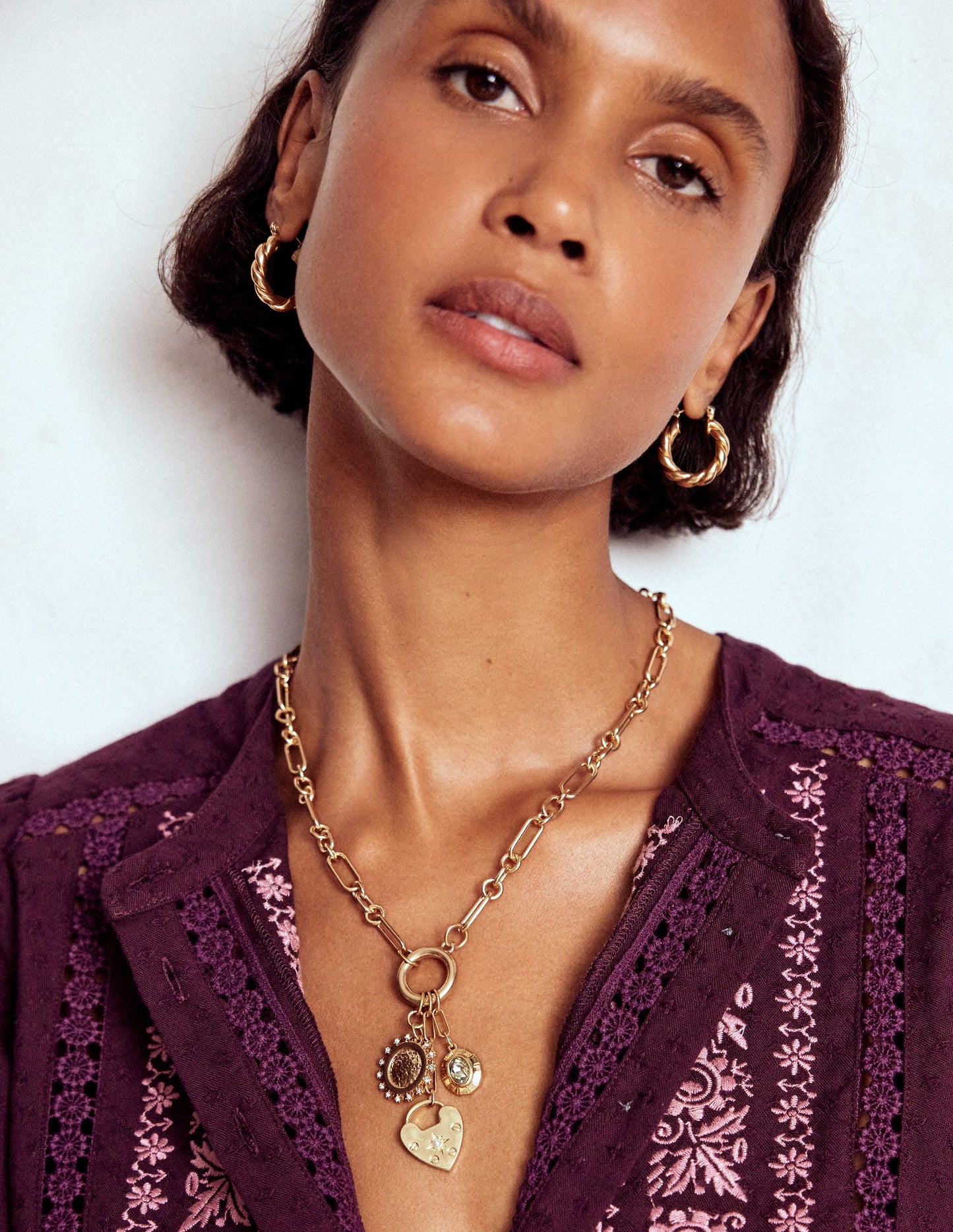 Chain Charm Necklace-Gold Colour