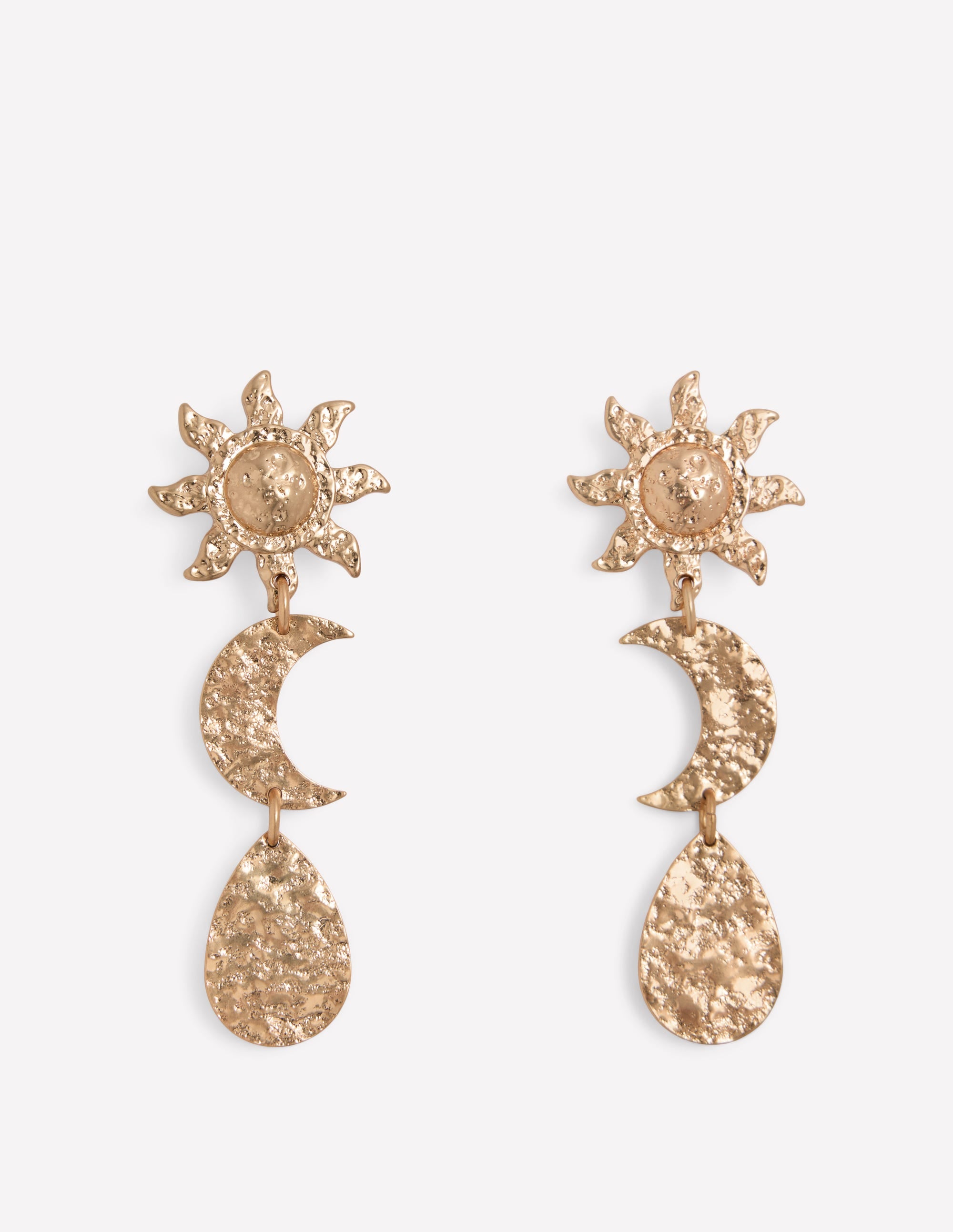 Hammered Motif Earrings-Gold Colour - Image 1