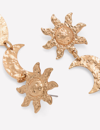 Hammered Motif Earrings-Gold Colour-3