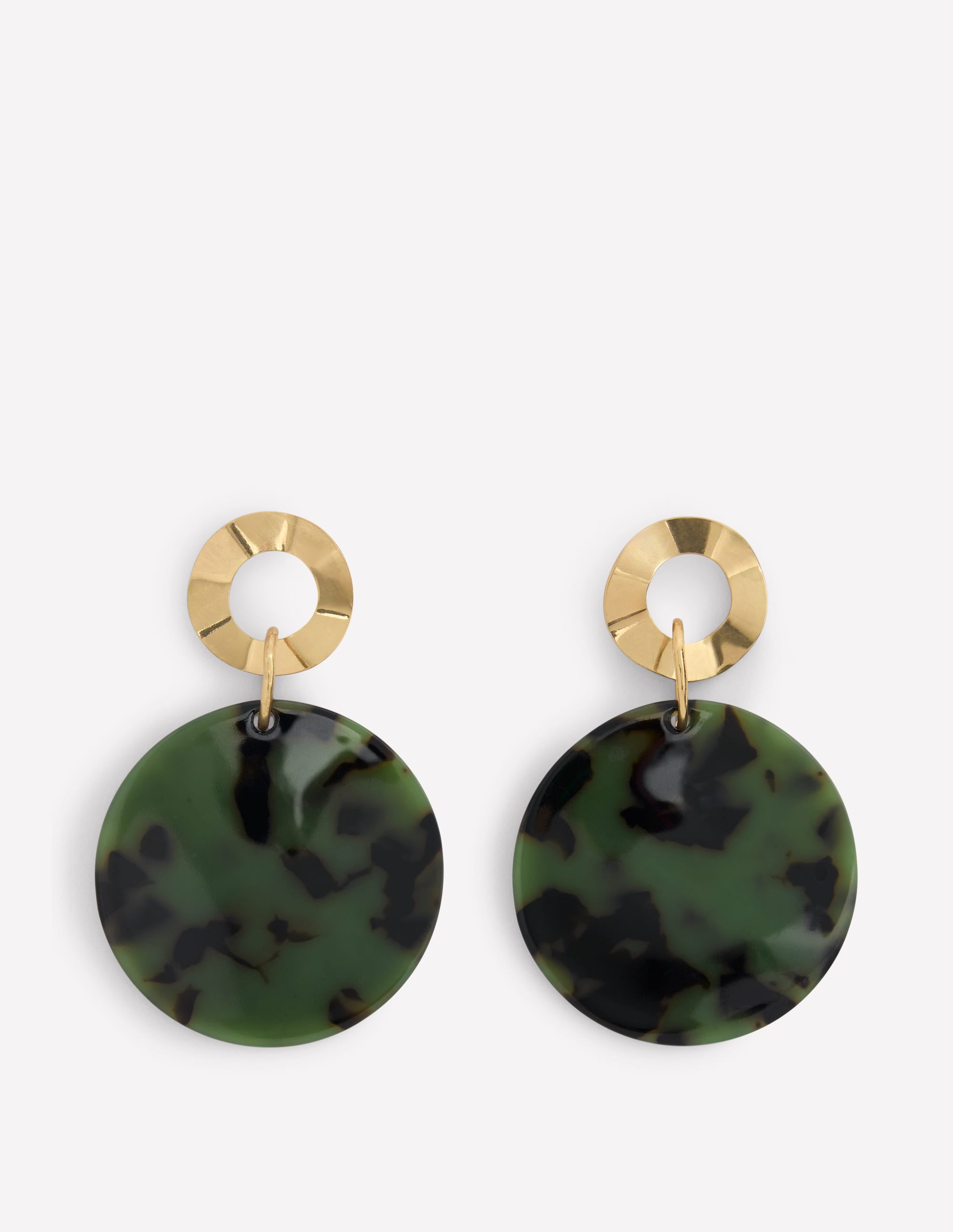 Resin Disc Earrings-Olive Green - Image 1