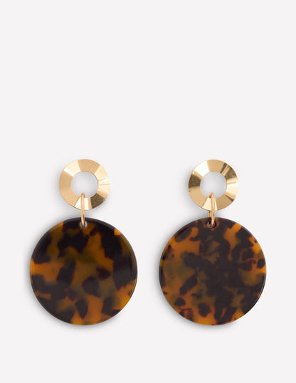 Resin Disc Earrings-Brown Tort-1