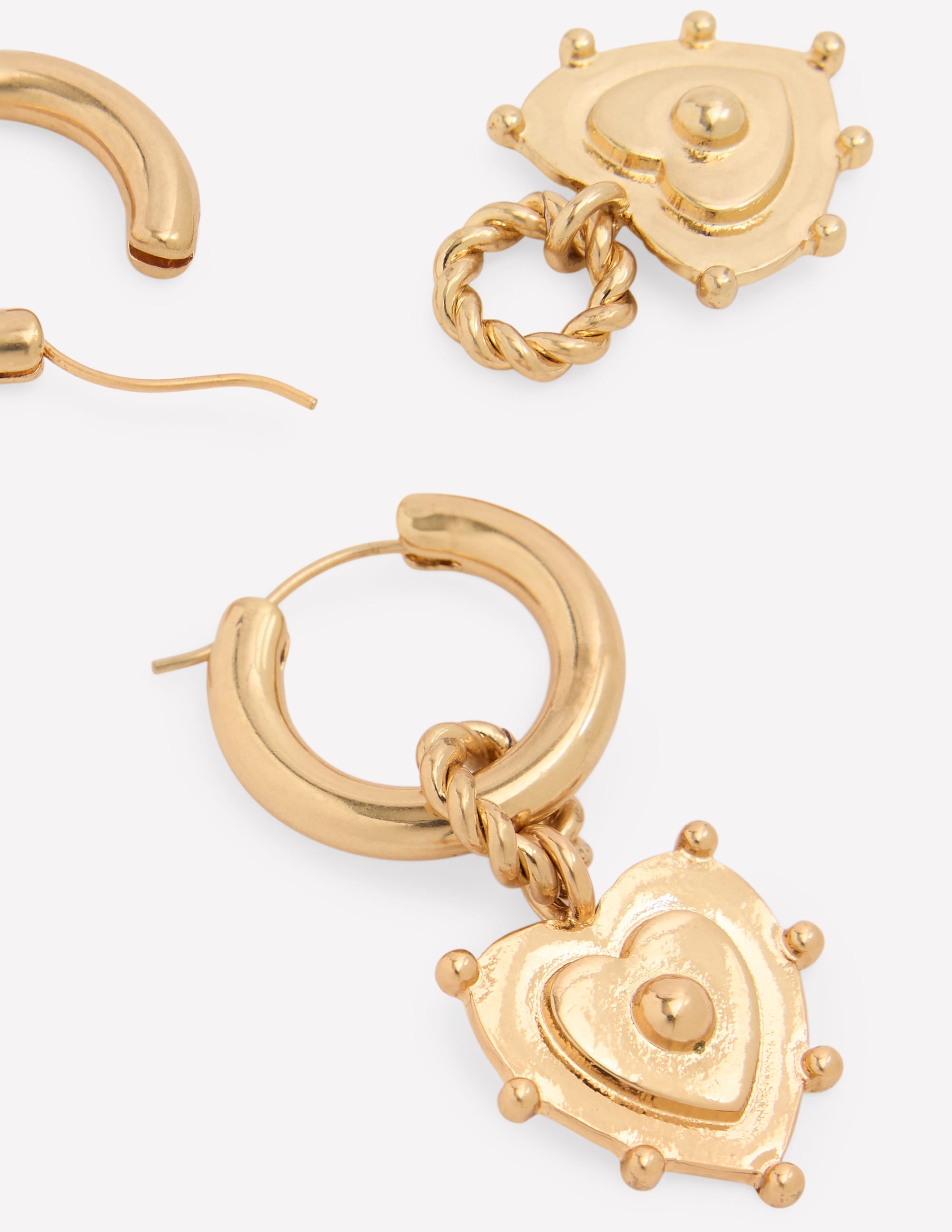 Heart Charm Earrings-Gold Colour - Image 4