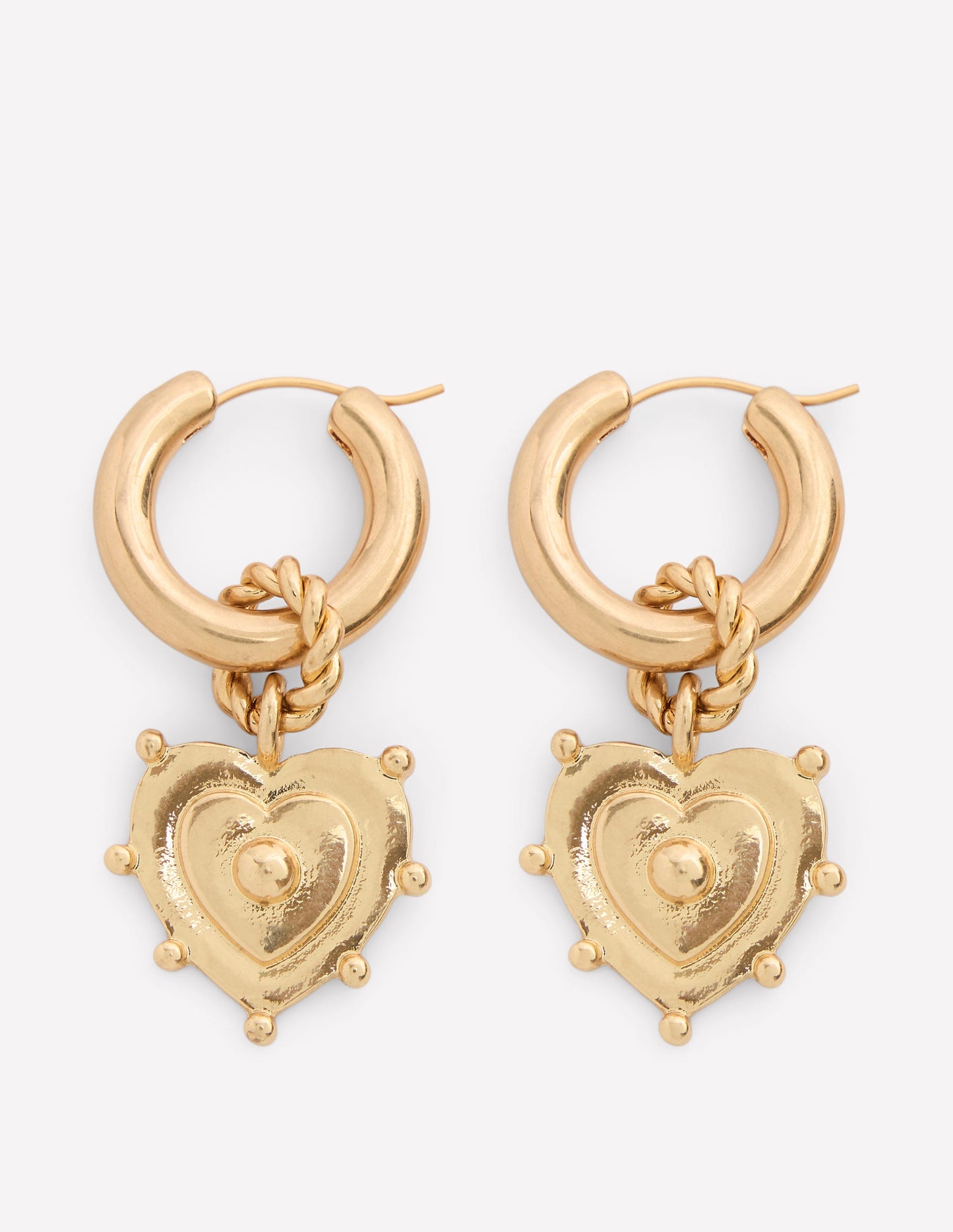 Heart Charm Earrings-Gold Colour