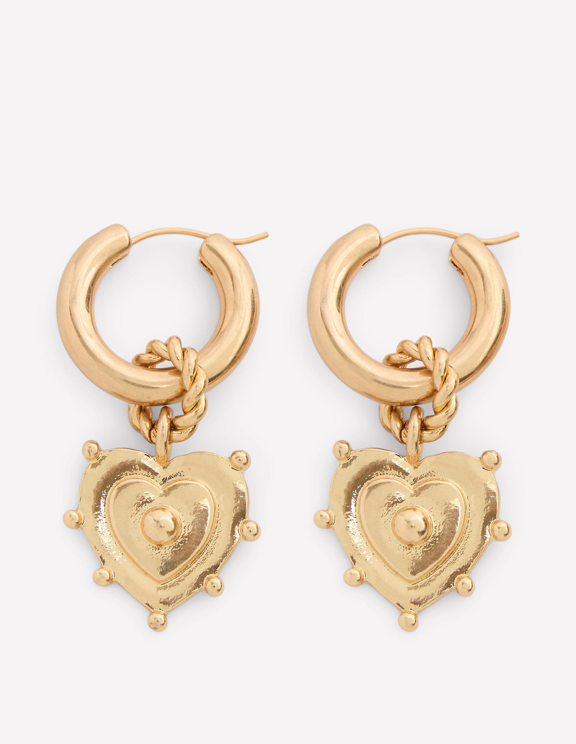 Heart Charm Earrings-Gold Colour-1