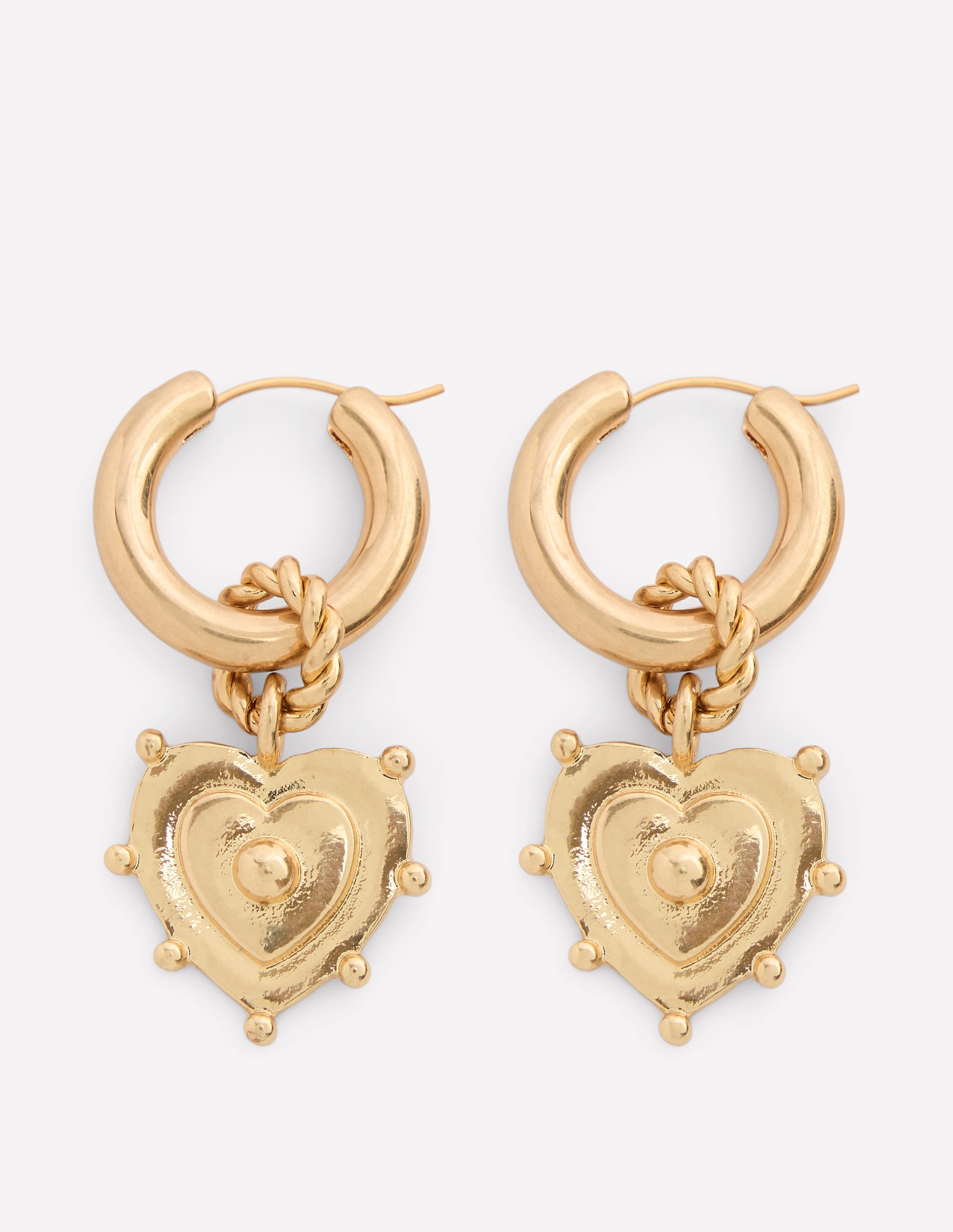 Heart Charm Earrings-Gold Colour - Image 1