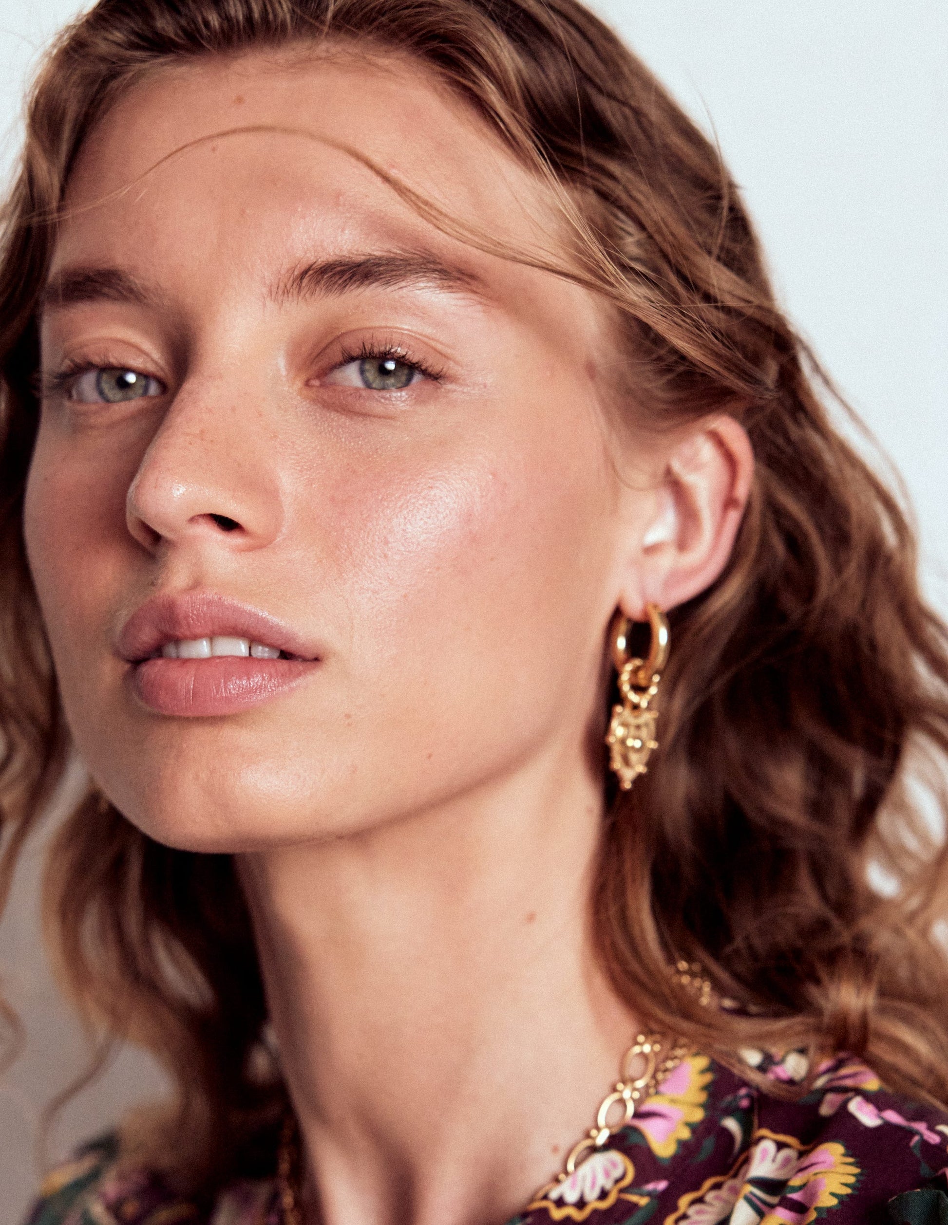 Heart Charm Earrings-Gold Colour-3