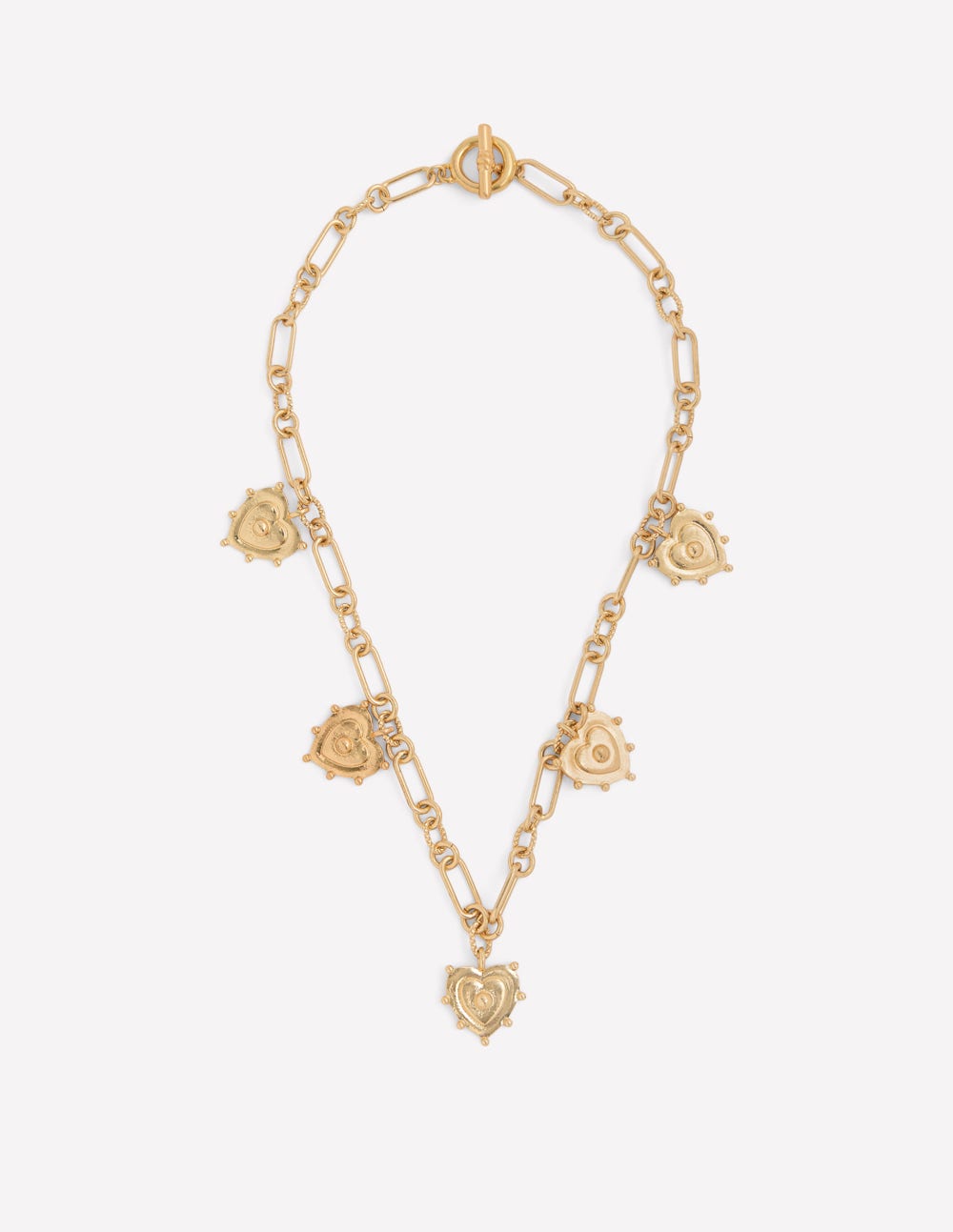 Multi-Heart Charm Necklace-Gold Colour-1