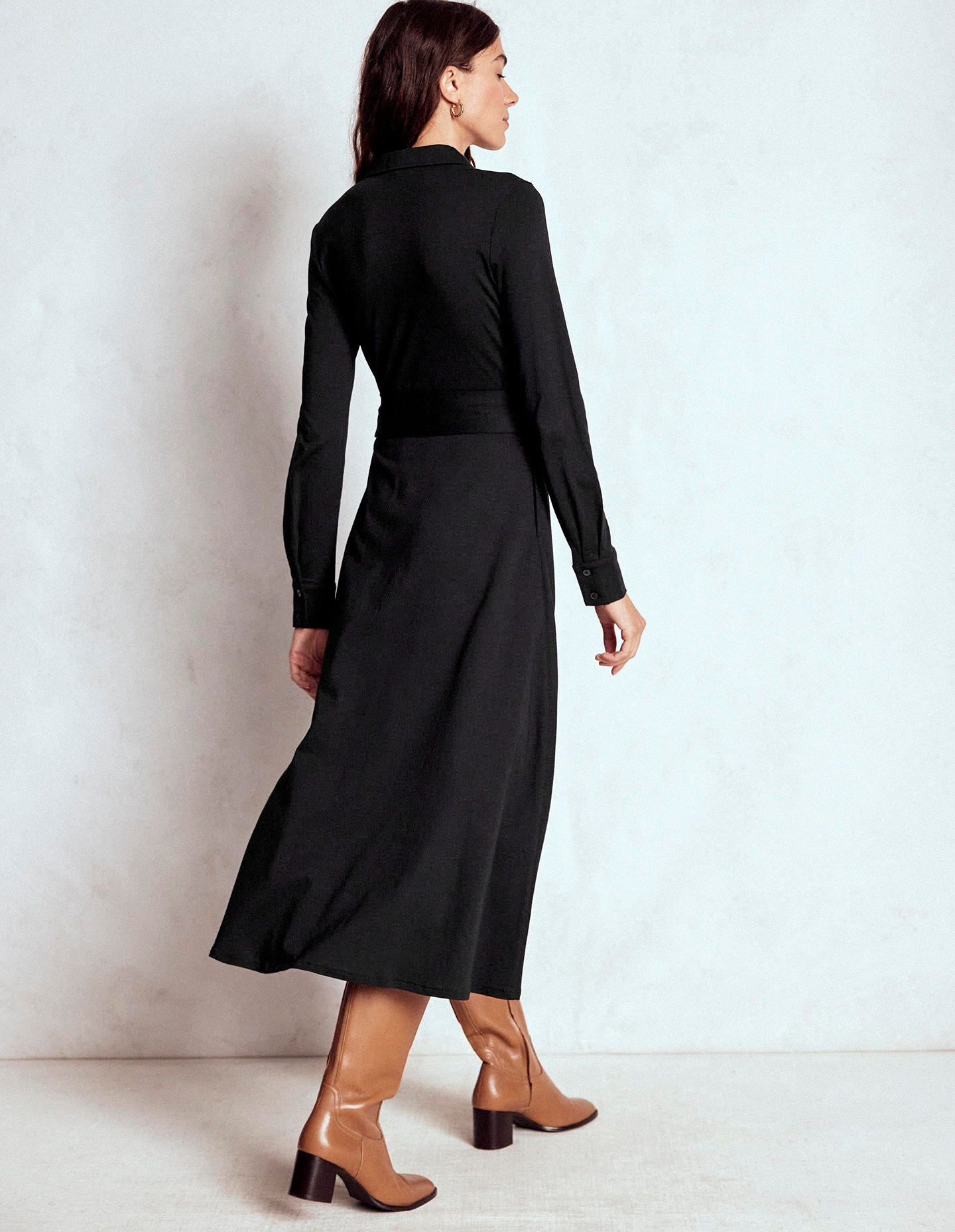 Marcia Jersey Shirt Dress-Black - Image 4