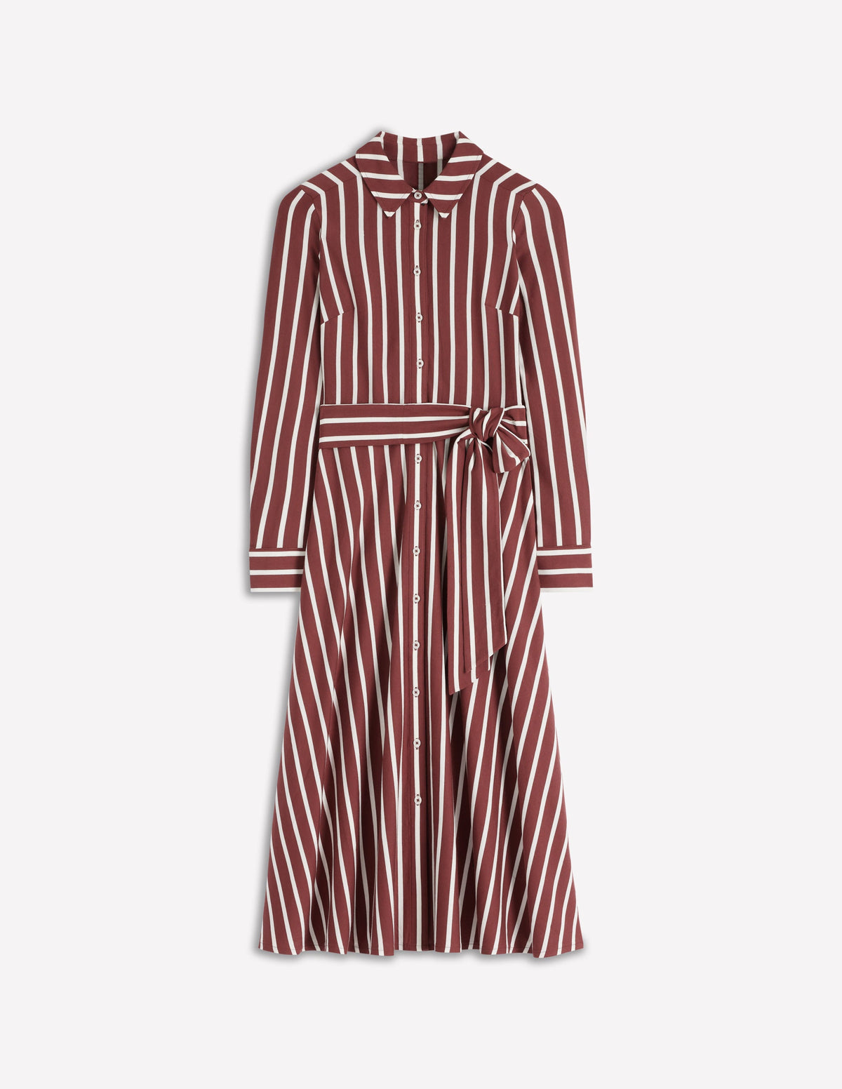 Marcia Jersey Shirt Dress-Burnt Orange, Painted Dot - Image 7