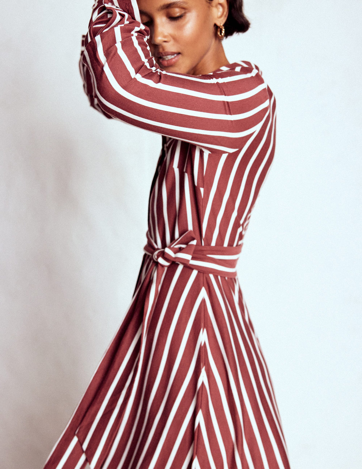 Marcia Jersey Shirt Dress-Burnt Orange, Painted Dot - Image 2