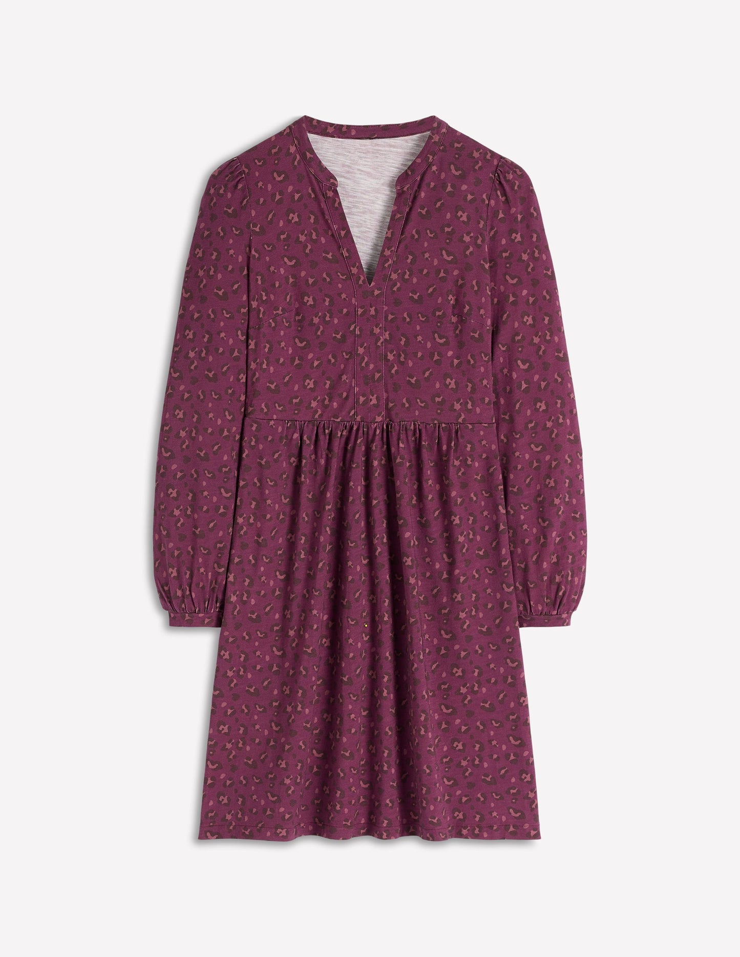 Naomi Relaxed Jersey Dress-Prune, Leopard Spots
